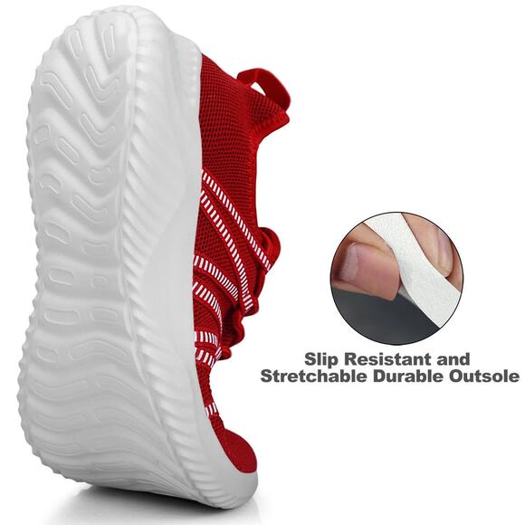 FEETHIT Women's Classic Walking Sneaker: Breathable, Lightweight, Red, SZ 11/ 42 - Picture 2 of 7